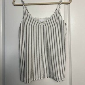 Socialite White and Gray Striped Chiffon Camisole Tank Top Size Small